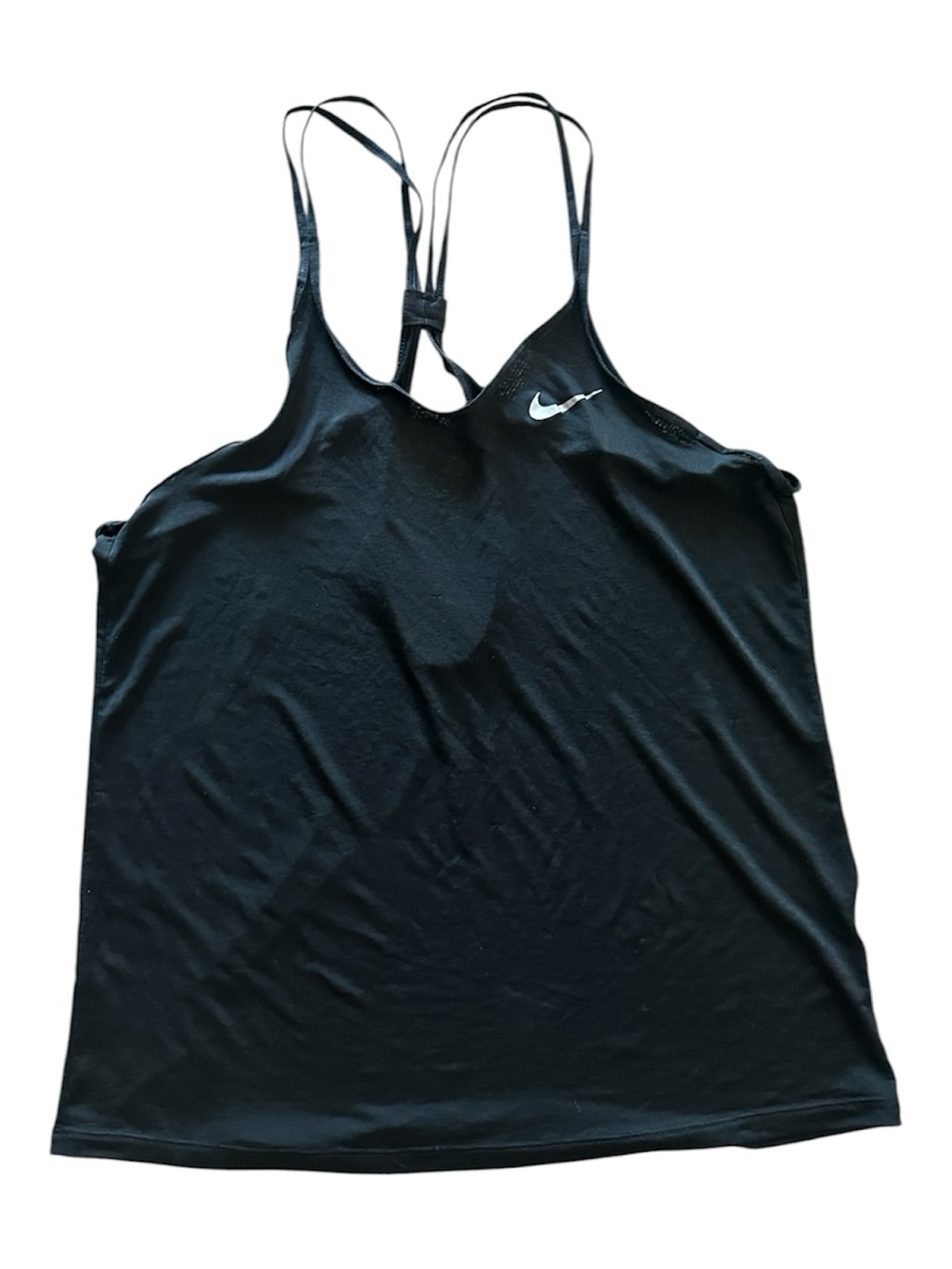 Nike Black Double-Strap Athletic Tank with White Swoosh
